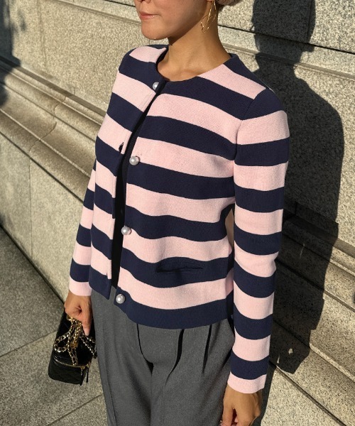 コート アウター パリジェンヌボーダーニットジャケット レディース  