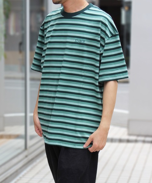 XLARGE 胸元ワンポイントロゴ ストライプ 半袖Tシャツ 定番◎ XLARGE tシャツ 「XLARGE」エクストララージ STRIPED S/S TEE