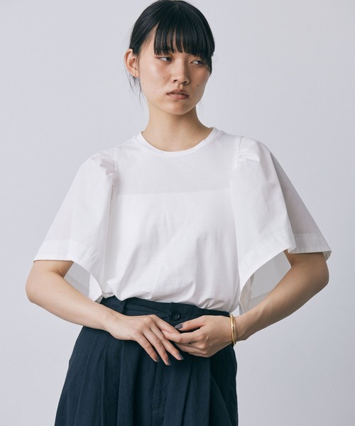 tシャツ 「EMMEL REFINES」EM イソザイ ドッキング ギャザー プルオーバー レディース EMMEL REFINES＞EM イソザイ ドッキング ギャザー プルオーバー