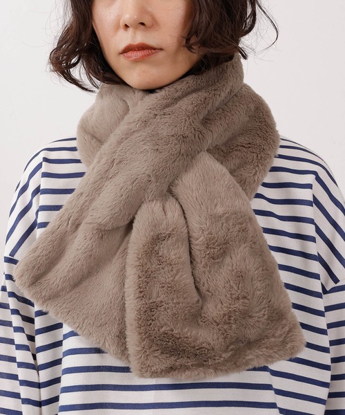 emesuelee マフラー ストール さしこみエコファーマフラー レディース