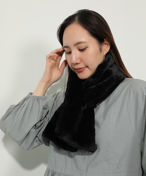 emesuelee マフラー ストール さしこみエコファーマフラー レディース