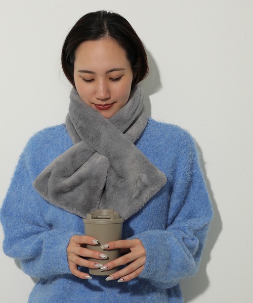 emesuelee マフラー ストール さしこみエコファーマフラー レディース