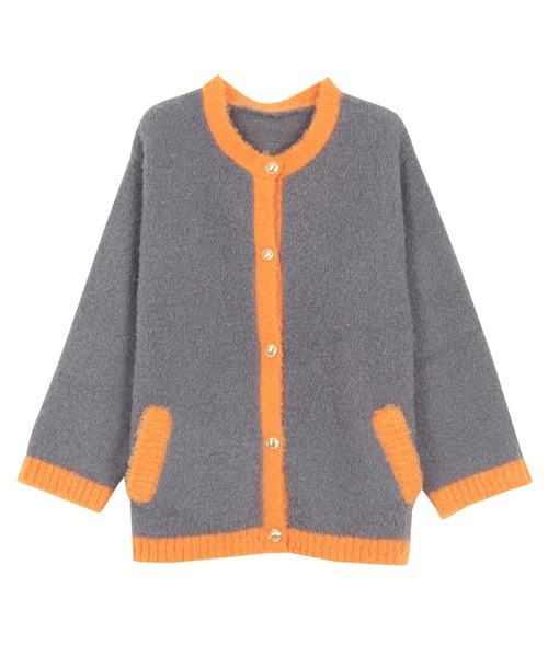 Twistyチュニックカーディガン　ビスケット新品 カーディガン bicolor stitch cardigan /Vネックバイカラーステッチ