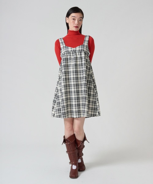 チェック柄 バックリボンワンピース TINA：JOJUN 値下げ交渉可能