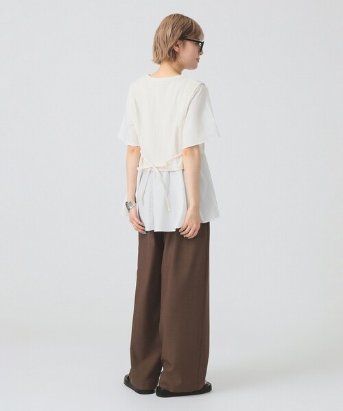 tシャツ ケーブル ジャカード キリカエ ハーフスリーブ プルオーバー レディース Ray BEAMS（レイ ビームス）ケーブル ジャカード キリカエ