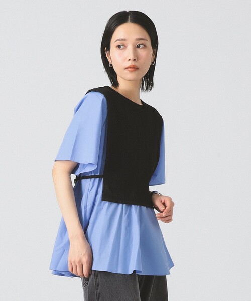 tシャツ ケーブル ジャカード キリカエ ハーフスリーブ プルオーバー レディース Ray BEAMS（レイ ビームス）ケーブル ジャカード キリカエ