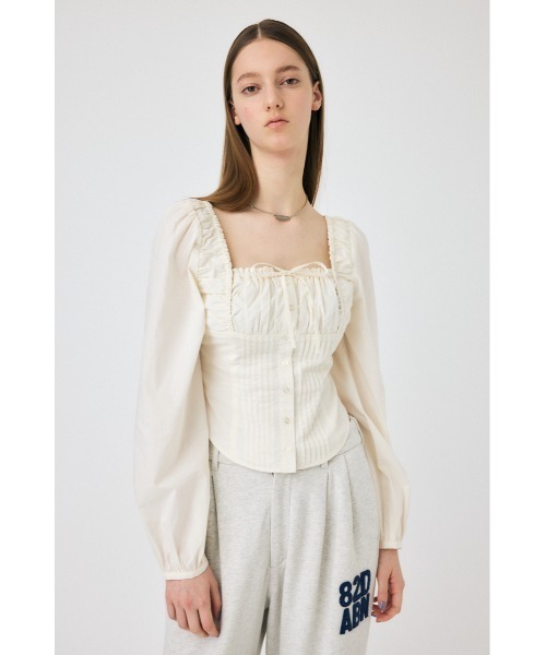 MOUSSY PIN TUCK FIT ブラウス　1 WHITE MOUSSY】 PIN TUCK FIT ブラウスホワイト