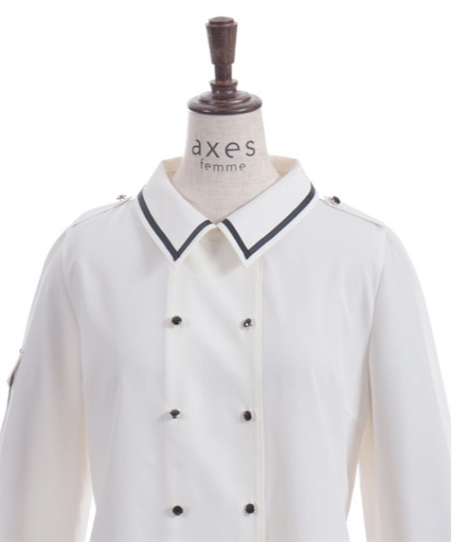 ブラウス シャツ MILITARY BUTTON DOWN SHIRT/ミリタリーディテールホワイトシャツ レディース MILITARY 実物 新品 デッドストック フランス軍 MARINE