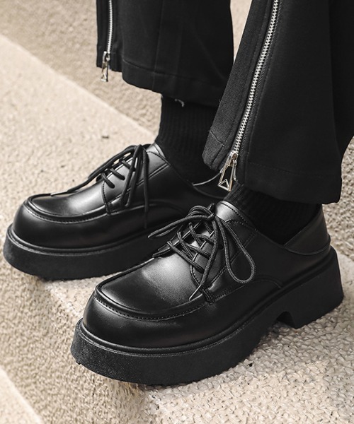 ●comme des garcons レザーレースアップシューズ厚底 link lot ビジネスシューズ 厚底レースアップシューズ メンズ