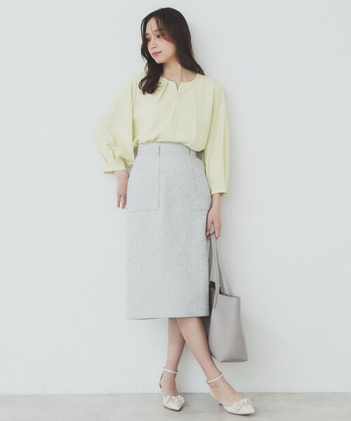 index（インデックス） ブラウス シャツ 2WAYキーネックタックブラウス