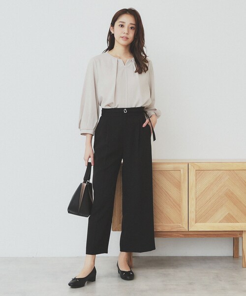 index（インデックス） ブラウス シャツ 2WAYキーネックタックブラウス