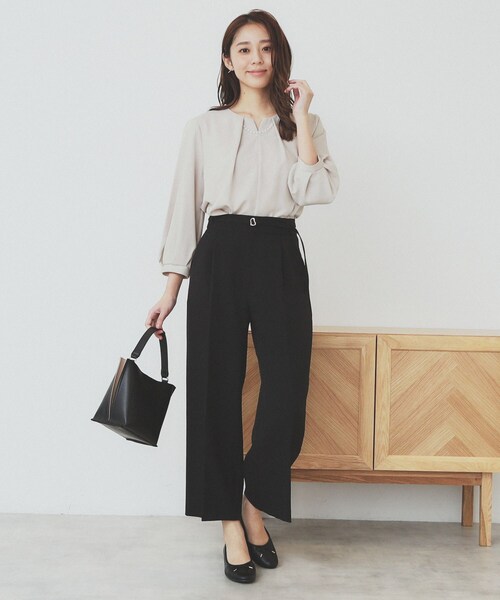 index（インデックス） ブラウス シャツ 2WAYキーネックタックブラウス