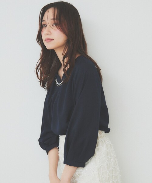 index（インデックス） ブラウス シャツ 2WAYキーネックタックブラウス