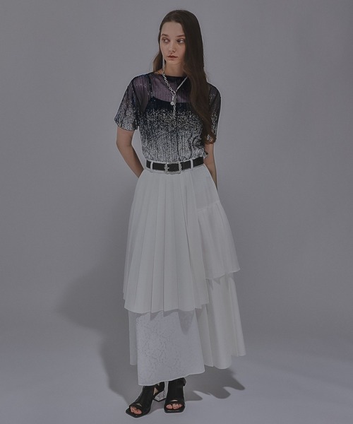 トップス HARE HARE tシャツ ラメプリーツシアートップス(HARE) レディース
