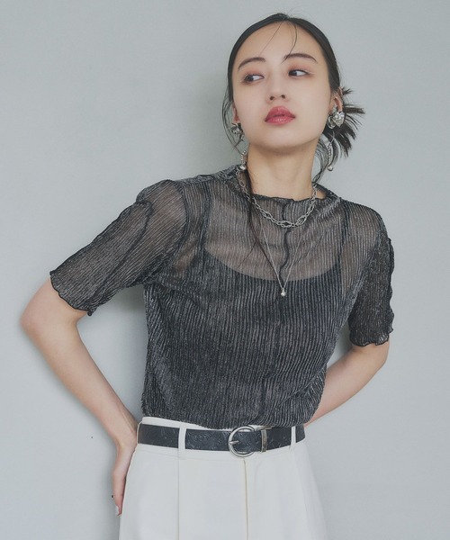 tシャツ ラメプリーツシアートップス(HARE) レディース HARE tシャツ ラメプリーツシアートップス(HARE) レディース