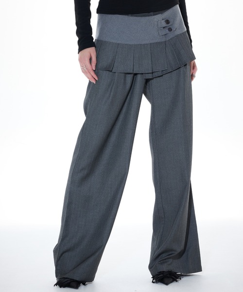 ワイドパンツ スラックス パンツ L14 PLEATS WRAP SET レディース