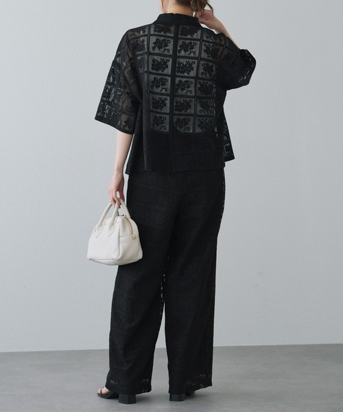 pual ce cin ブラウス シャツ クロシェット風レースブラウス