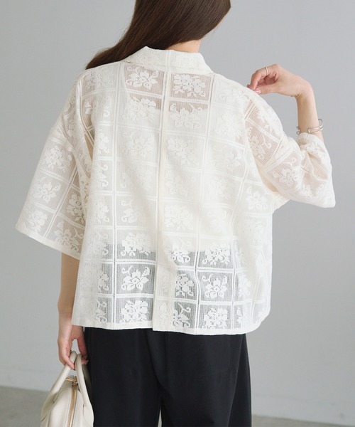 pual ce cin ブラウス シャツ クロシェット風レースブラウス