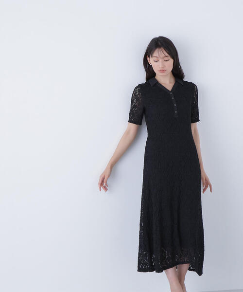 NATURAL BEAUTY BASIC ワンピース スキッパーシュリンクレース