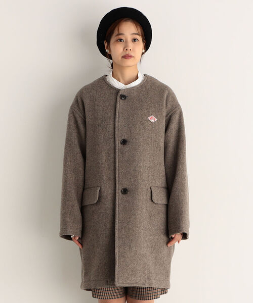 ほぼ未使用✨　danton ロング　ウール　コート　ノーカラー　ベージュ　36 Danton（ダントン） ノーカラーコート 36 ナチュラル レディース