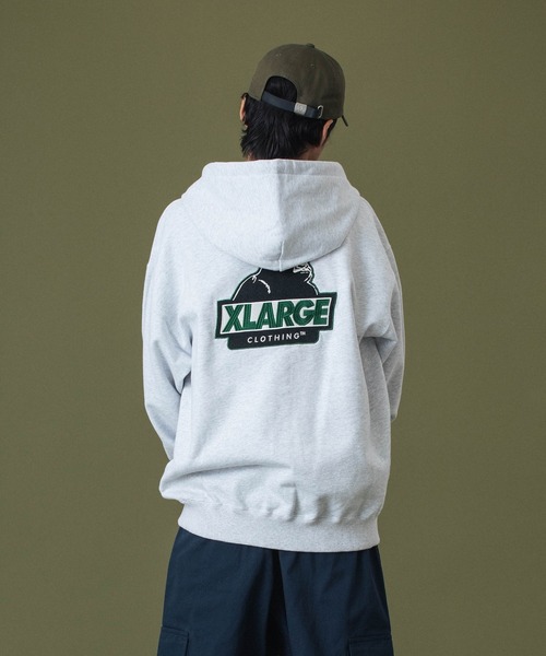 X large パーカー XLARGE パーカー BACKSIDE SLANTED OG ZIP HOODED SWEATSHIRT