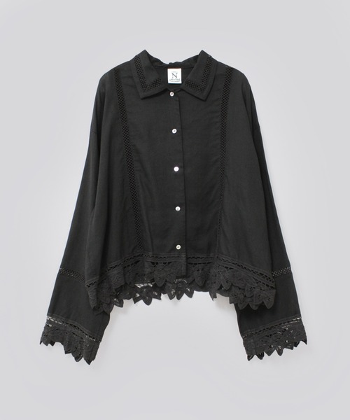 ブラウス シャツ B2921 バテンレースシャツジャケット レディース バテンレース（レディースシャツ、ブラウス）（柄：無地