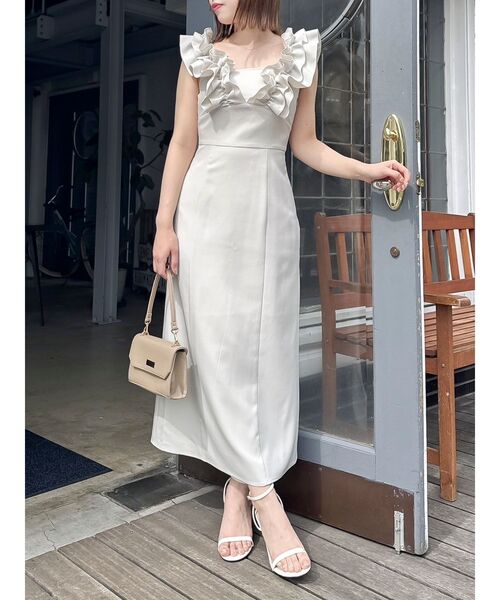 ［公式売切］dazzlin オケージョンワンピース  美品 匿名配送 dazzlin オパールフラワーコルセットワンピース（オフホワイト
