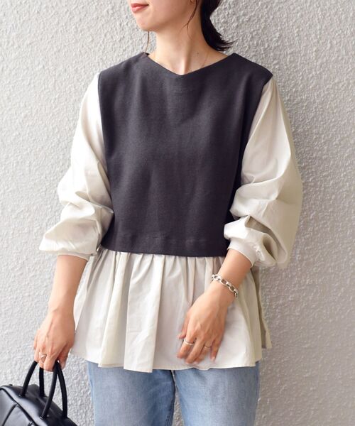 「SHIPS」 長袖カットソー ONE SIZE チャコールグレー レディース