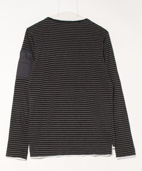「REPLAY」 ボーダー柄長袖Tシャツ S グレー メンズ