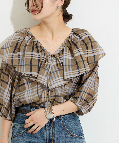 【美品】JOURNAL STANDARD　チェックシアーシャツ セール】チェックシアーシャツ（シャツ/ブラウス）｜JOURNAL