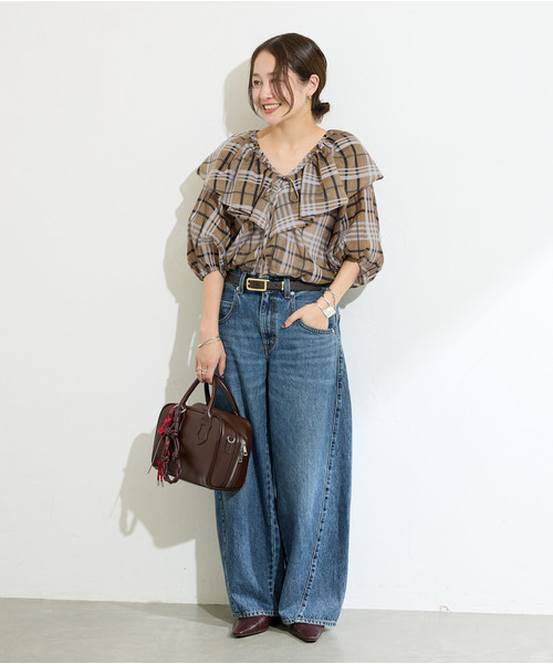 ブラウス シャツ シアードビーチェックフリルブラウス レディース JOURNAL STANDARD ブラウス シャツ シアードビーチェックフリル