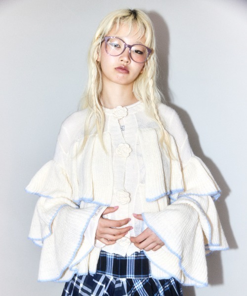 カーディガン ROSE SHEER KNIT カーディガン レディース