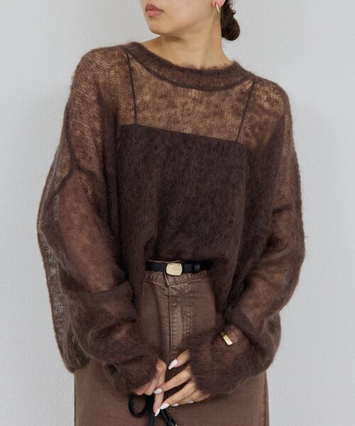 ニット セーター モヘヤリングシアーニット レディース GALLARDAGALANTE ニット セーター モヘアリングシアーニット