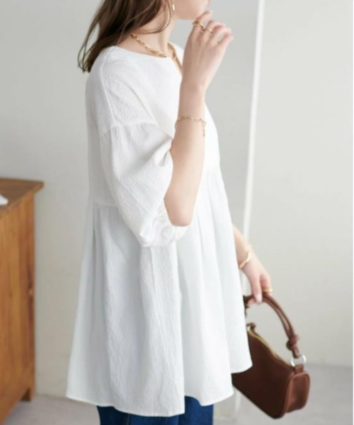 cammie ブラウス シャツ ヘンリーネックフレアチュニック レディース
