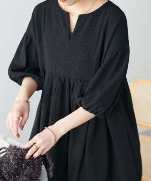 cammie ブラウス シャツ ヘンリーネックフレアチュニック レディース