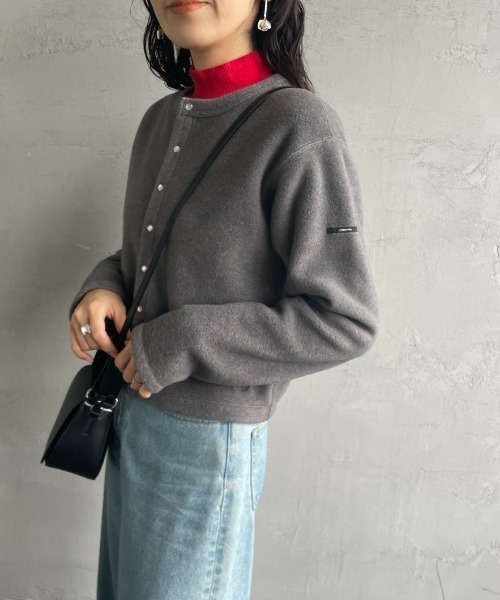 お値下げしました。美品オーシバル◆ 裏フリースクルーネックカーディガン ORCIVAL（オーシバル） フリース クルーネック カーディガン