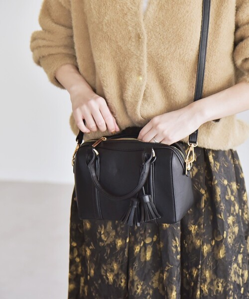 quaranciel ボストンバッグ quaranciel: 2way タッセル チャーム ミニ