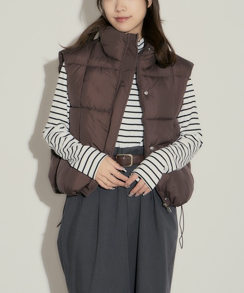 H.TOKYO ダウンベスト ベスト スクエア型キルティング ハイネック短丈