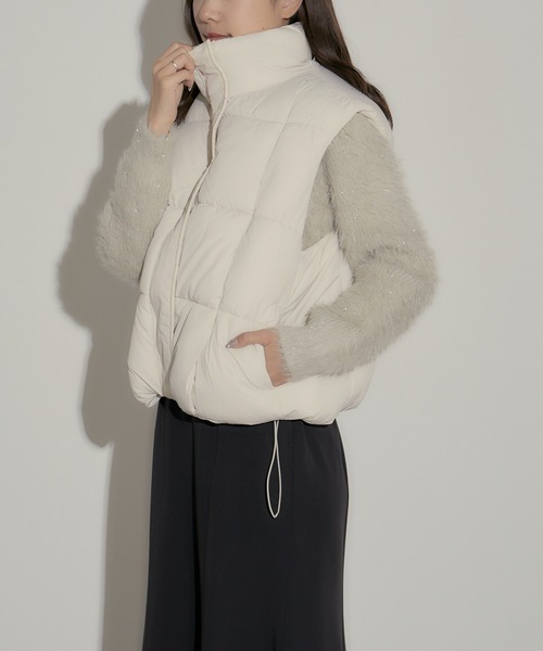 H.TOKYO ダウンベスト ベスト スクエア型キルティング ハイネック短丈