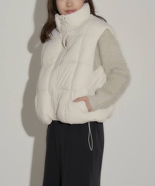 HYKE キルティングダウンベスト S H.TOKYO ダウンベスト ベスト スクエア型キルティング ハイネック短丈