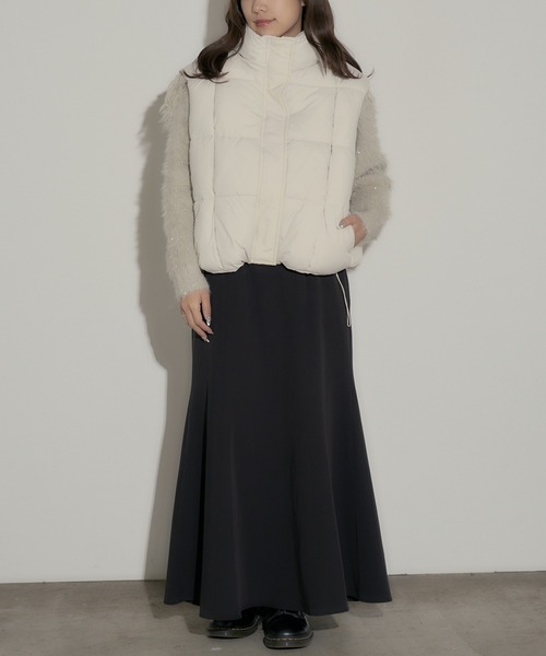 H.TOKYO ダウンベスト ベスト スクエア型キルティング ハイネック短丈