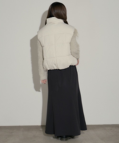 H.TOKYO ダウンベスト ベスト スクエア型キルティング ハイネック短丈