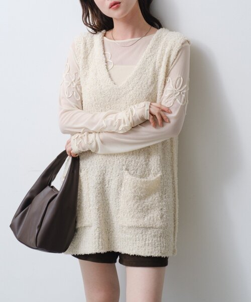 Kastane（カスタネ） ベスト ジレ 「S.Mサイズ展開」リボンヤーン