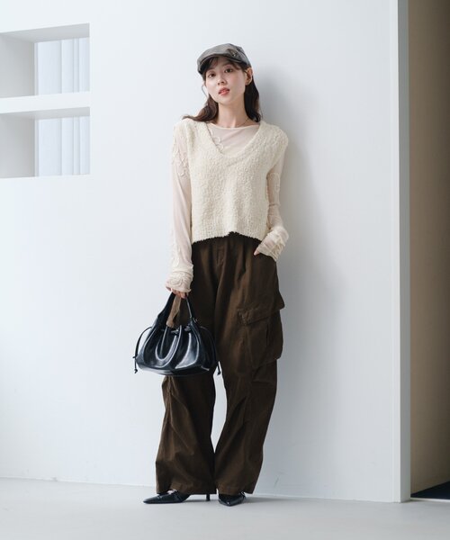 Kastane（カスタネ） ベスト ジレ 「S.Mサイズ展開」リボンヤーン