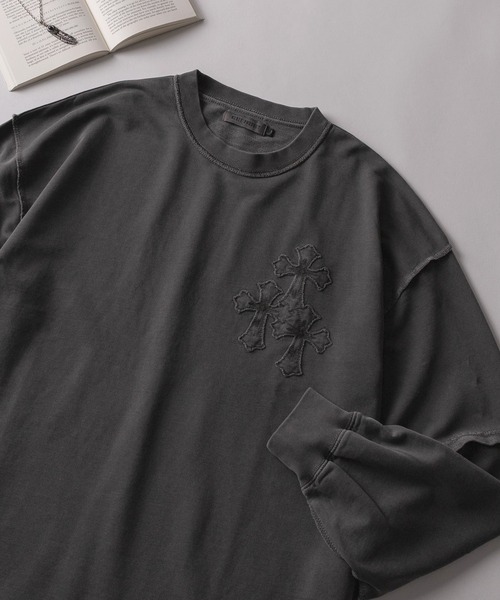 tシャツ 「84」クロス／ワッペン アップリケ刺繍 ピグメント加工