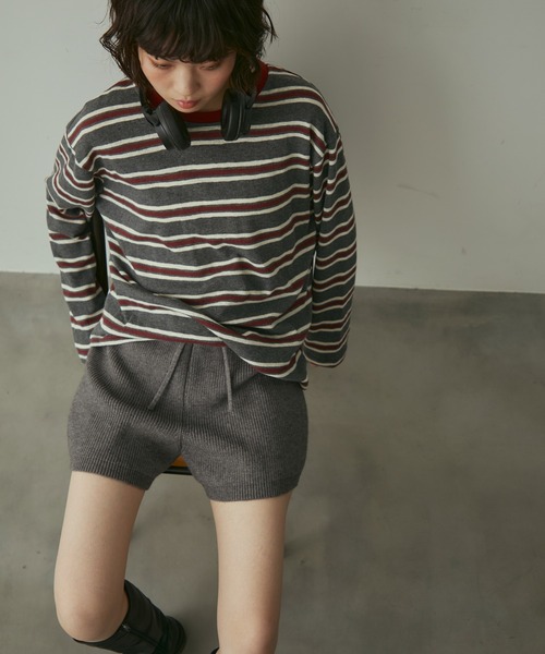 full/fill. パンツ rib knit short pants / リブニットショートパンツ