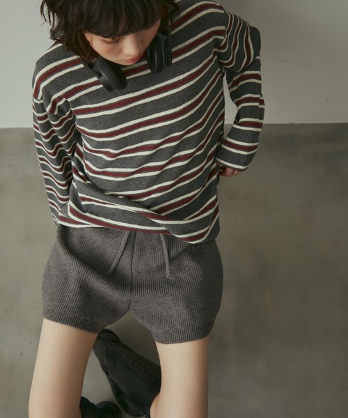full/fill. パンツ rib knit short pants / リブニットショートパンツ