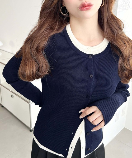 5537 【極美品】マディソンブルー カーディガン リブニット ネイビー BIG KNIT V CD MESH | KNIT | MADISONBLUE