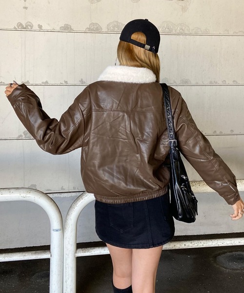 non-hedge（ノンヘッジ） ブルゾン アウター 襟フェイクファー合成皮革