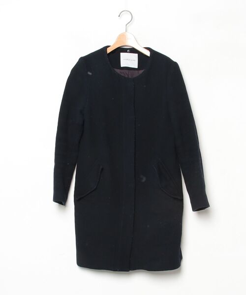 新品タグ付き　アダムエロペ　ノーカラーコート ADAM ET ROPE'（アダムエロペ） ノーカラーコート 36 ネイビー